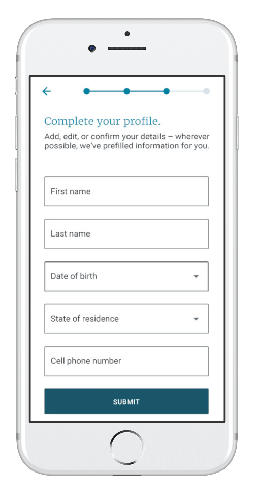 complete your profile screen on Wellframe app