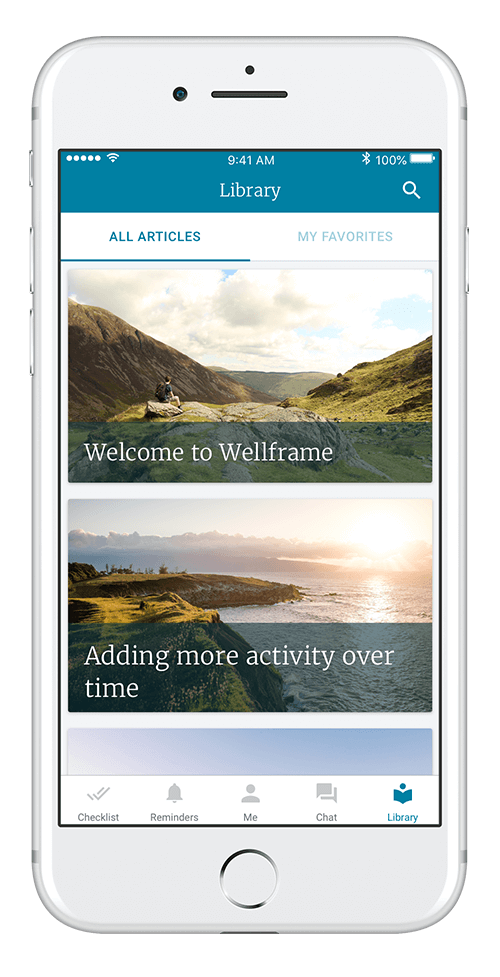 Resource library on wellframe app