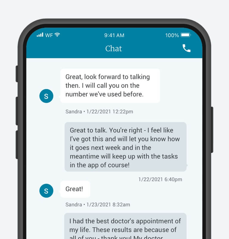 HIPAA-compliant chat in Wellframe app