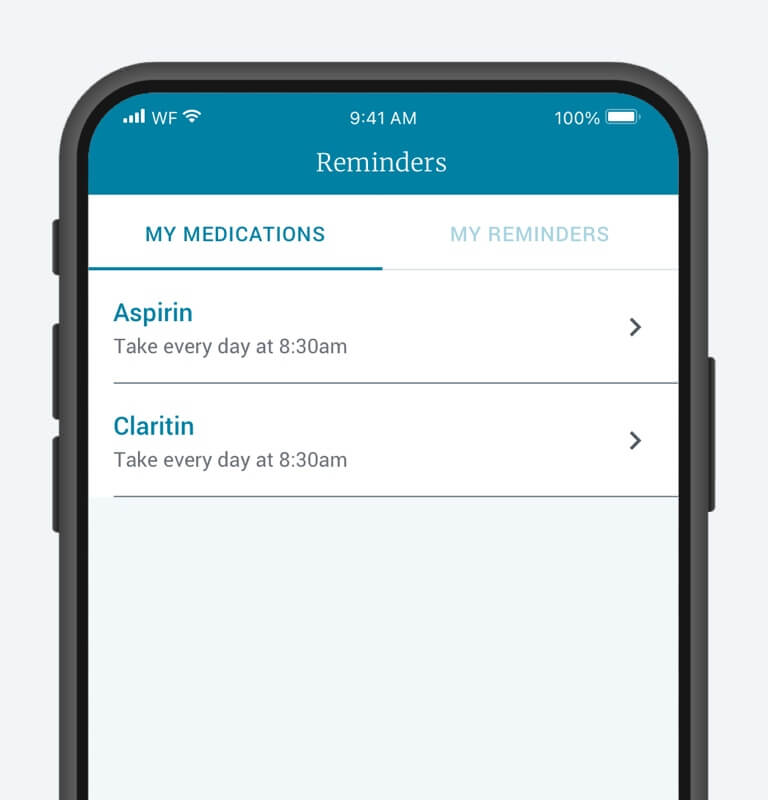 Medication reminders in Wellframe app